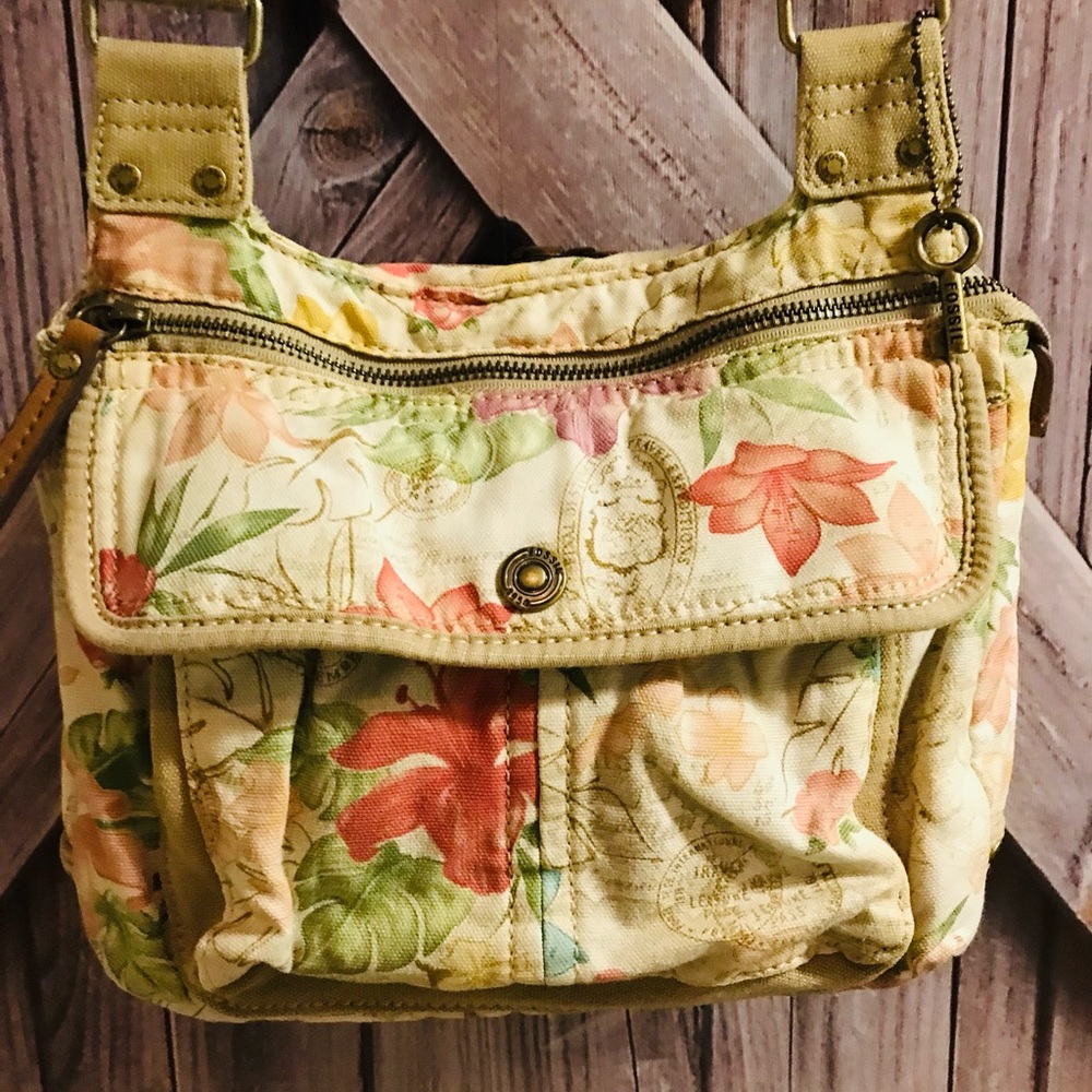 Fossil Brand AuthenticOriginal FloralTanCanvasBag